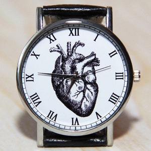 Wristwatch is a heart, Wristwatch heart, watch gift doctor, womens watch, gray watch, anatomical heart, men&#39;s watches