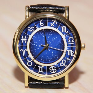 Zodiac watches, Mens Watch , Woman's Watch, blue Watch, constellation watches, Wristwatch signs zodiaa, Space Watch