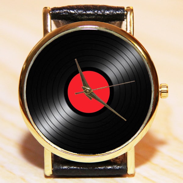 Wrist watch vinyl record, Phonograph Record Watch, Retro Vinyl Record Watch, Vintage Watch, womens watches, mens watches, leather watches