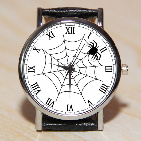 Spinnennetzuhren, Urlaubsuhren, Spinnenuhren, schwarze Uhr, handgefertigte Uhr, Uhren, Damenuhren, Herrenuhren