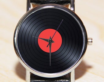 Wrist watch vinyl record, Retro Vinyl Record Watch, leather watches, Vintage Watch, womens watches, mens watches, , Phonograph Record Watch