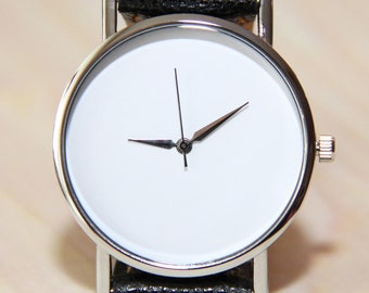 Wristwatch white dial, watch white, minimalist watch, men's watch, women's watches,  unique  accessories, handmade jewelry