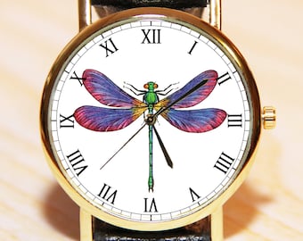 Dragonfly-klockor, damklockor, herrklockor, insektsklockor, läderklockor, unika klockor, naturklockor, bröllopsklockor