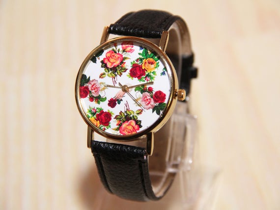 VICTORIA HYDE Elegante orologio da polso da donna con quadrante floreale, cinturino in vera pelle, regalo per la festa della mamma, Oro rosa+bracciale, Orologi al quarzo