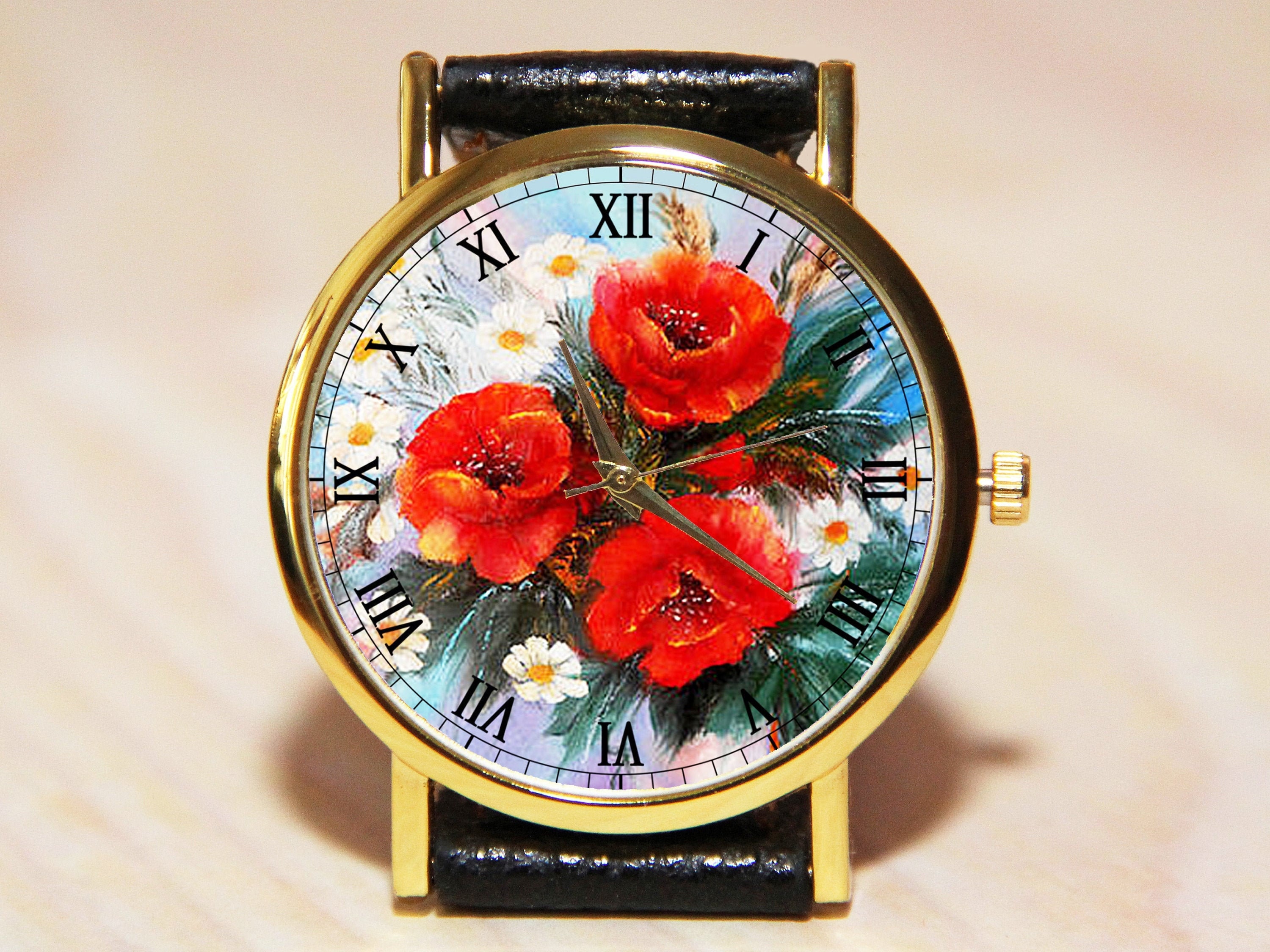 Wrist Watch Poppies Watches Red Flowers Watch Flowers Watch Wildflowers Women s Watches Watches for Girls Holiday Watch Wedding Watch Etsy