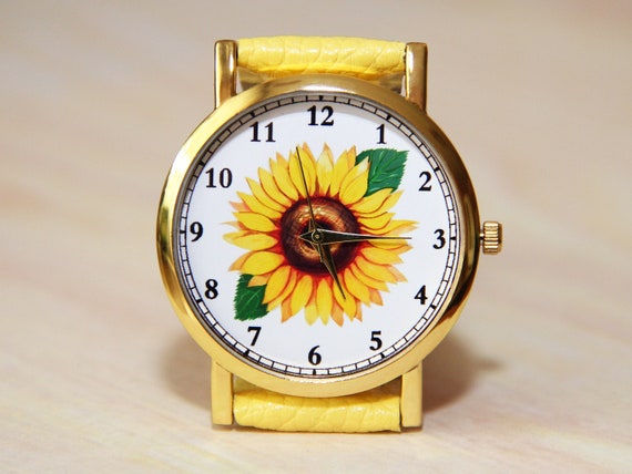 Reloj girasol, reloj flores, reloj mujer, reloj niña, reloj amarillo, reloj  verano, reloj único, reloj hecho a mano, reloj mujer, presente -  España
