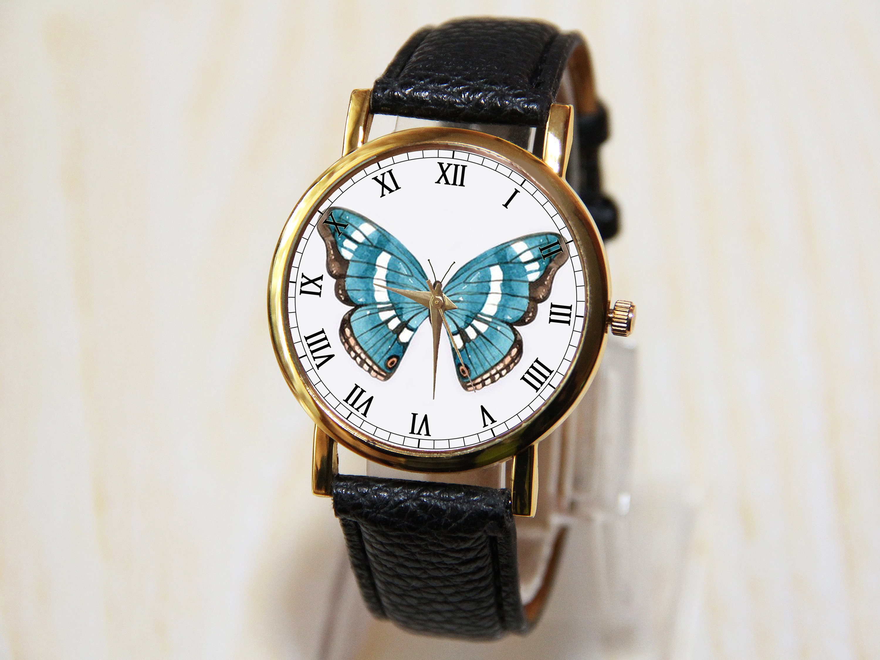 Butterfly Wrist Watch, Leather Watch, Ladies Watch, Wedding Watch ...