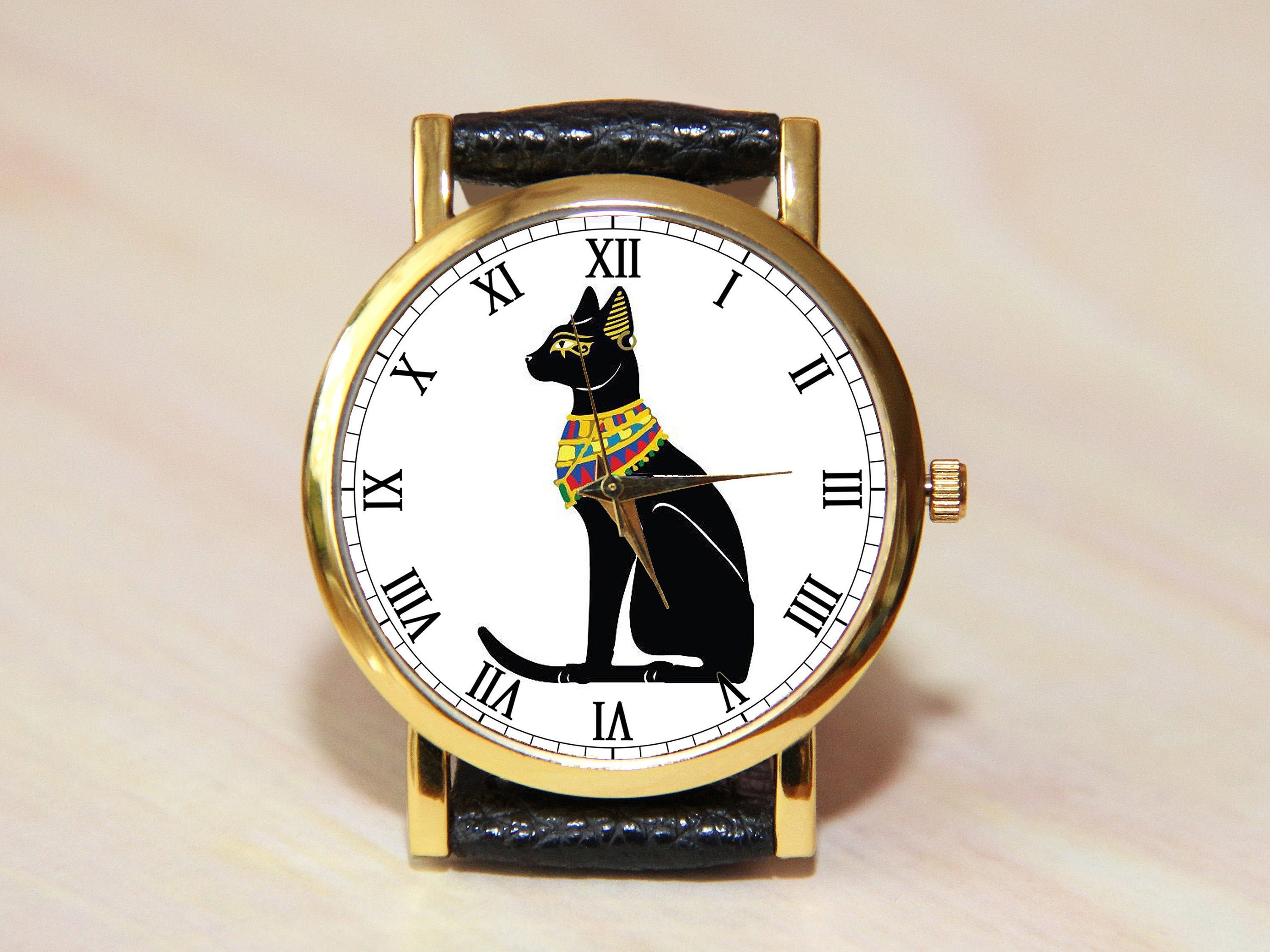 Black cat watches ladies watches men's watches Egyptian Etsy
