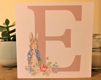 Personalised Peter Rabbit Letter Birthday Card, Peter Rabbit birthday card, toddler card, baby card, baby girl, nursery print