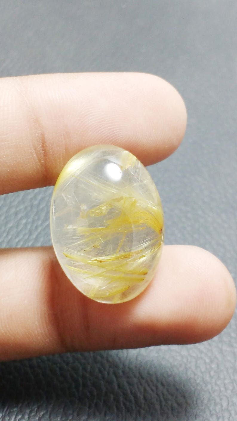 Golden Rutilated Quartz Oval Cabochon Golden Rutilated Smooth Cabochon Rutilated Loose Gemstone. 25x18 mm