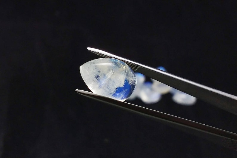 Natural Rainbow Moonstone Blue Flash Cabochon 9 PCs Lot 14x10 Rainbow Moonstone Loose Gemstone. Rainbow Moonstone pear Cabochon