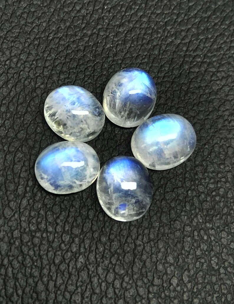 12x10 mm Rainbow Moonstone Loose Gemstone. 5 Pcs Lot Natural Rainbow Moonstone Blue Flash Cabochon Rainbow Moonstone oval Cabochon