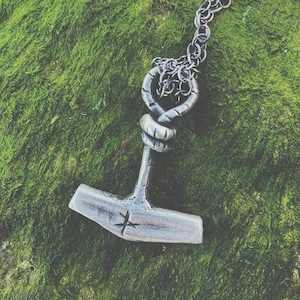 Mjolnir Silver Pendant, Silver Thor Pendant, Norse Mythology Gift, Viking Jewelry, Mjolnir Amulet, Hammer of Thor Carving, Mjolnir Necklace