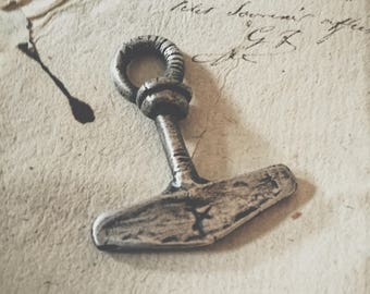 Ciondolo o collana d'argento Mjolnir martello THOR realizzato con argento ossidato Darkwood, vichingo norreno, natura, asatru, pagano celtico