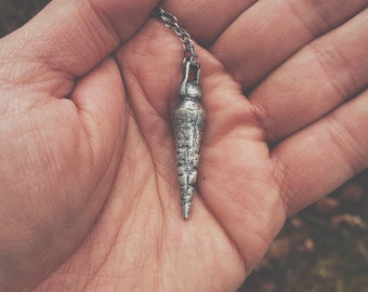 HAND CARVED sterling silver Pendulum pendant entirely handmade, divination, occultism, witchy