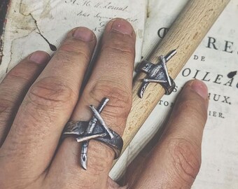 Anello runa THURISAZ in argento sterling intagliato a mano Rune vichinghe futhark norreno
