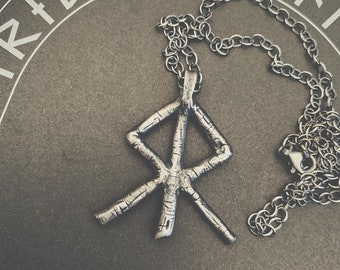 COURAGE Bind Rune ciondolo d'argento, collana d'argento sterling ossidato Darkwood, vichingo, norreno, natura, occulto, esoterico, protezione