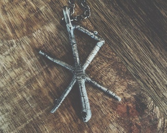 LOVE Bind Rune ciondolo HAND CARVED argento sterling, collana argento ossidato Darkwood, vichingo, norreno, natura, occulto, norreno, protezione