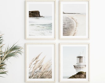 Set of 4 Prints, Coastal Wall Art, Large Wall Art Prints, Beach Wall Art, Beach Photography Prints, Pastel Wall Art