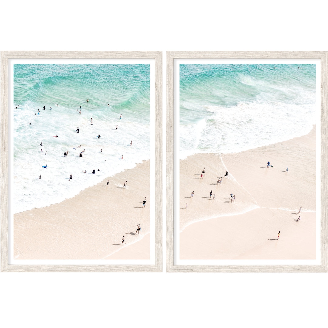 Aerial Beach Wall Art, Set of 2 Prints, Coastal Wall Art, Large Wall