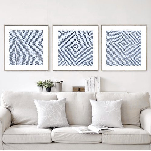 Abstract Wall Art Set of 2 Prints Geometric Wall Art Large Etsy