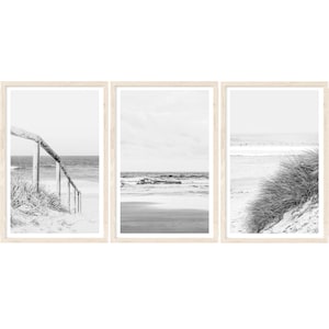 Set of 3 Prints, Coastal Wall Art, Large Wall Art Prints, Beach Photography Prints, Black and White Beach Prints, 8x10 | 11x14 Prints