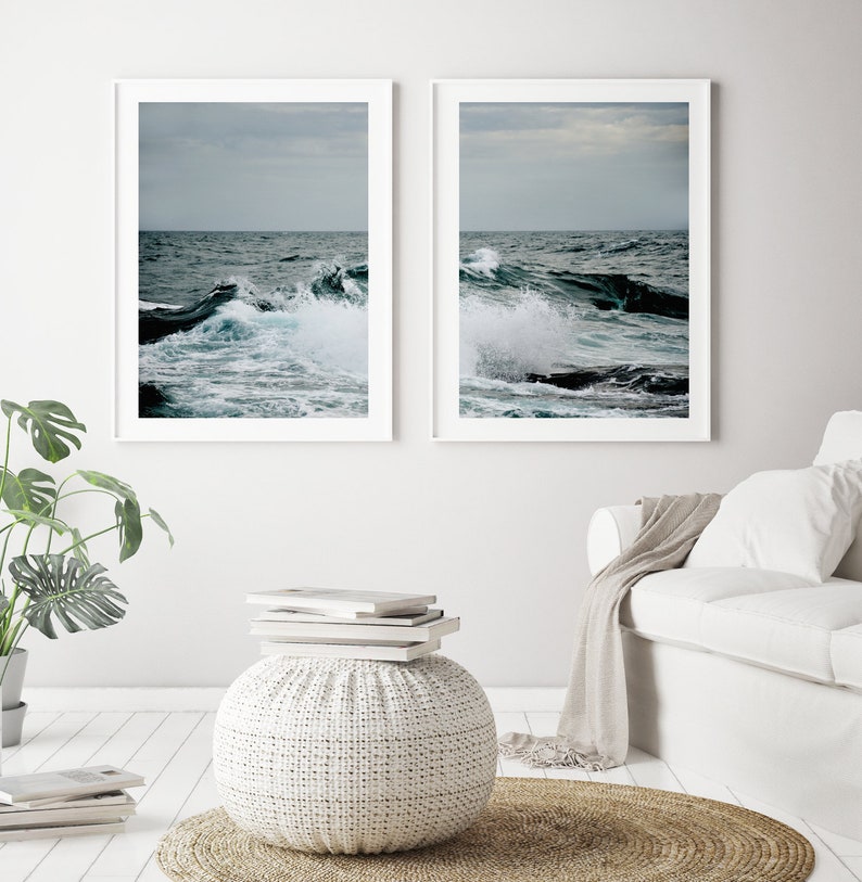 Ocean Wall Art Set of 2 Prints Coastal Wall Art Printable Etsy