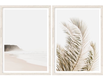 Coastal Wall Art, Set of 2 Prints, Large Wall Art Prints, Beach Photography Prints, Neutral Prints