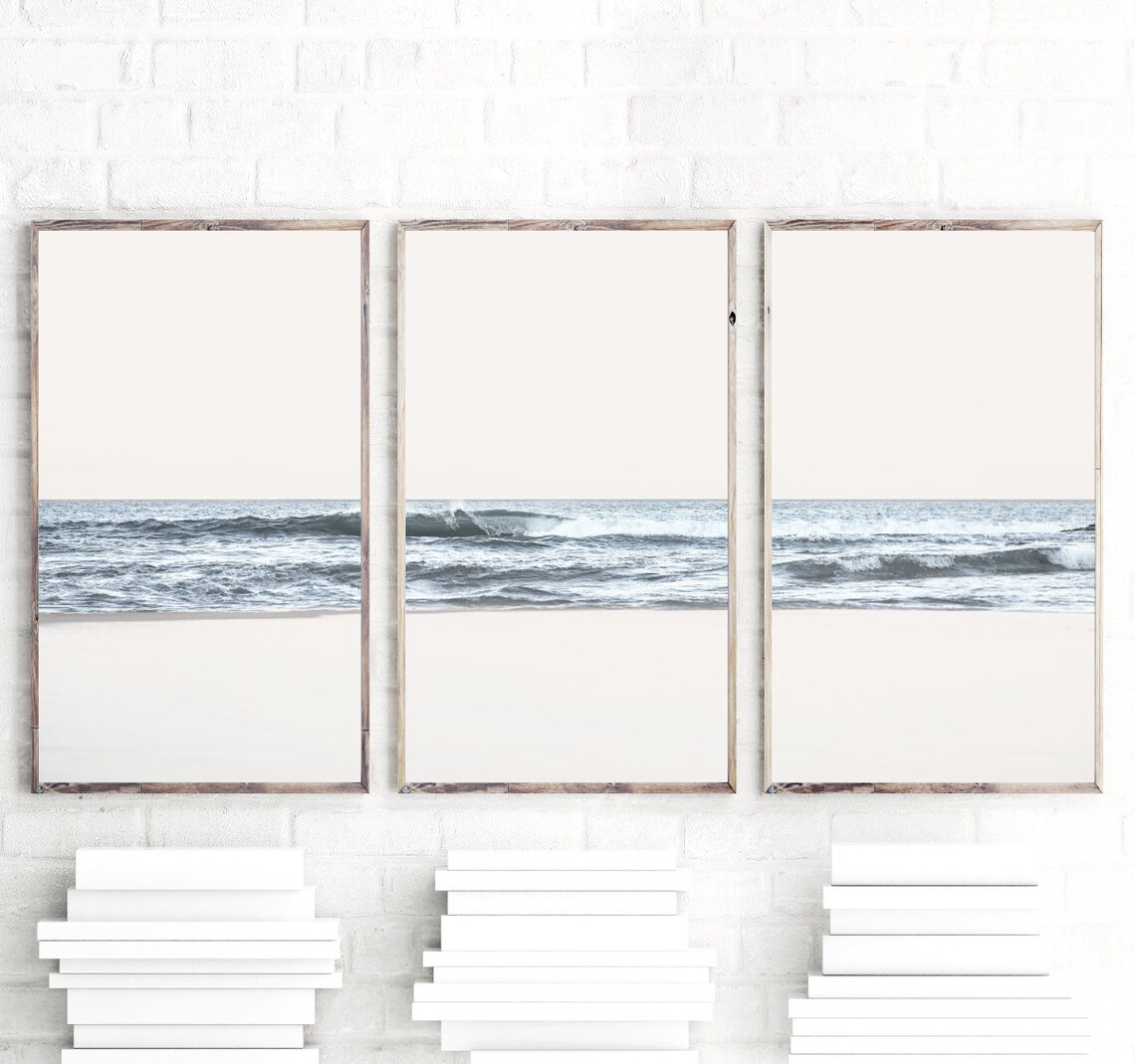 Ocean Wall Art Set of 3 Prints Coastal Prints Beach Wall Etsy