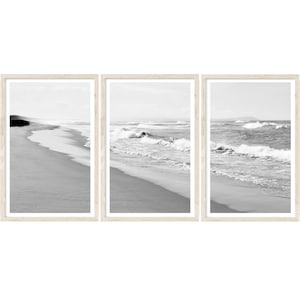 Coastal Wall Art, Set of 3 Prints, Large Wall Art, Beach Photography Prints, Black and White Beach Prints, 8x10 | 11x14 | 24x36 Prints