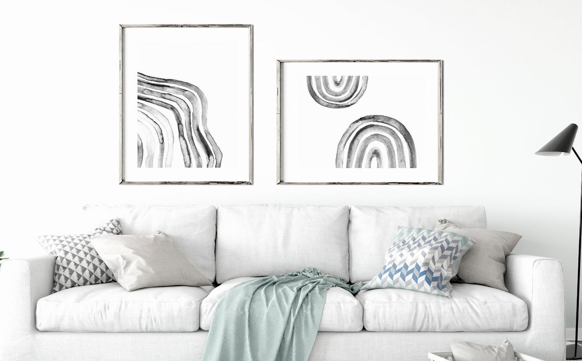 Abstract Wall Art Set of 2 Abstract Art Print Large Wall | Etsy