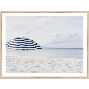 Beach Umbrella Art Print, Coastal Photography, Large Wall Decor