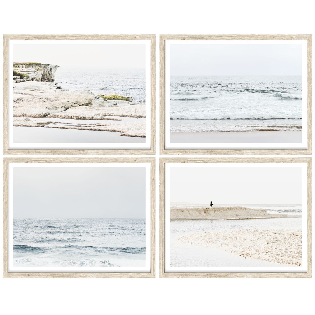 Coastal Wall Art, Set of 4 Prints, Large Wall Art, Beach Photography