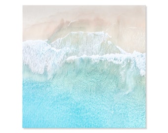 Aerial Beach Print on Canvas, Beach Prints, Beach Photography Prints, Extra Large Wall Art, Coastal Wall Art, Square Coastal Canvas