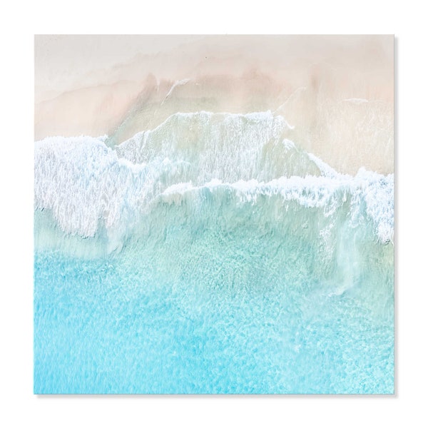 Aerial Beach Print on Canvas, Beach Prints, Beach Photography Prints, Extra Large Wall Art, Coastal Wall Art, Square Coastal Canvas