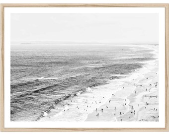 Aerial Beach Print, Coastal Wall Art, Beach Photography Prints, Extra Large Wall Art, Black & White Art, Beach Wall Art, FRAMED Art Print