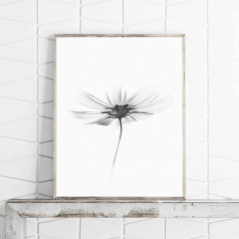 Flower Wall Art Black and White Wall Art Printable Wall Art Etsy