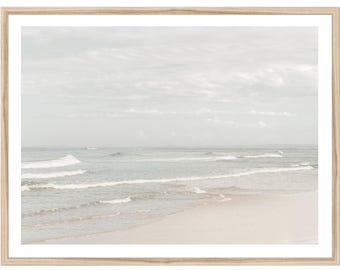 Beach Photography Print, Large Neutral Coastal Wall Art (Unframed)