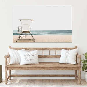 Lifeguard Tower Beach Canvas Print, Coastal Photography, Oversized Wall Art image 3