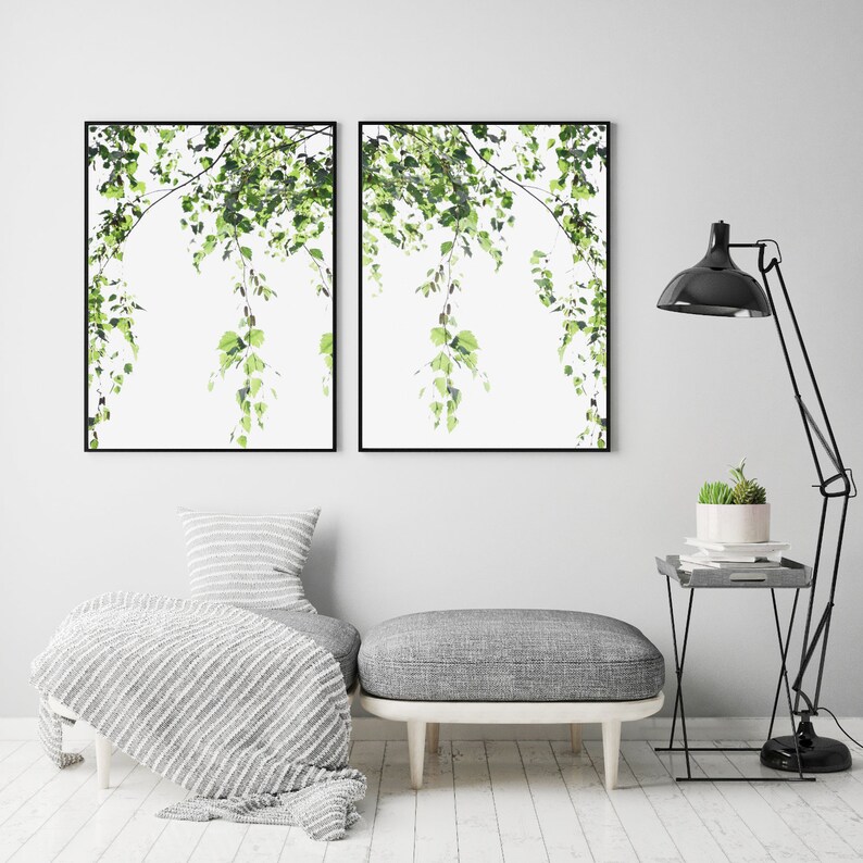 Botanical Print Set of 2 Large Wall Art Prints Scandinavian Etsy