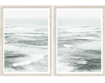 Coastal Wall Art, Set of 2 Prints, Ocean Photography Prints, Extra Large Wall Art Prints, Coastal Prints, 40x60 Prints, Muted Green Wall Art