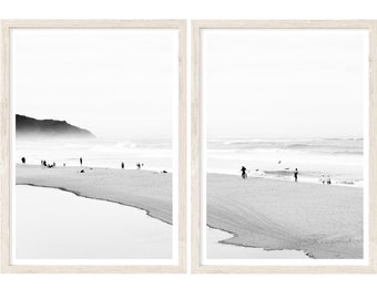 Coastal Wall Art, Set of 2 Prints, Extra Large Wall Art Prints, Minimalist Beach Wall Art, Black and White Photography, Beach Prints