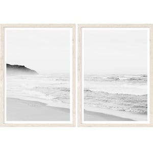 Coastal Wall Art, Set of 2 Prints, Beach Wall Art, Black and White Photography Prints, Large Wall Art Prints, Beach Print Set