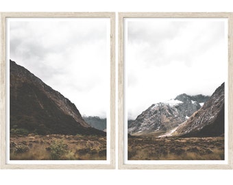 Mountain Wall Art, Set of 2 Prints, Landscape Photography Prints, Large Wall Art Prints, New Zealand Photography, Nature Art, Nature Prints