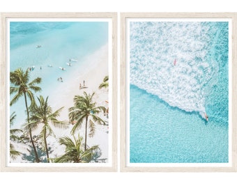 Aerial Beach Prints, Set of 2, Coastal Wall Art, Beach Photography Prints, Large Wall Art, Ocean Prints, Hawaii Photography, Unframed Prints