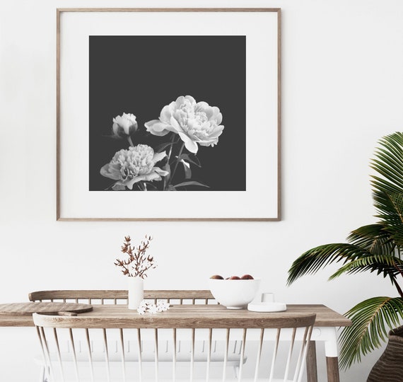 Flower Wall Art, Peony Print, Large Wall Art Prints, Downloadable Prints,Black and White Photography Prints,Printable Wall Art,Digital Print