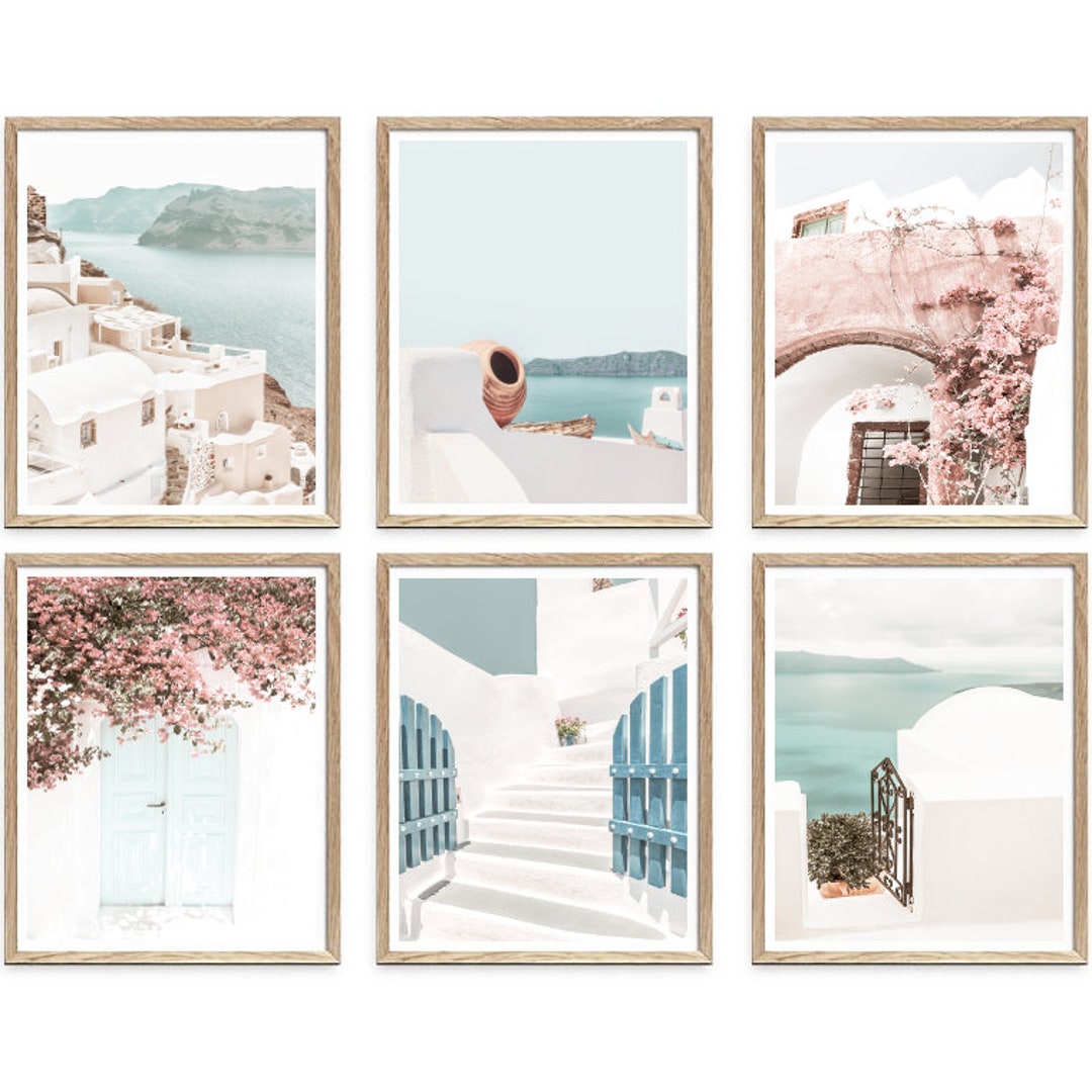 Santorini Wall Art, Set of 6 Prints, Greece Prints, Greece Wall Art
