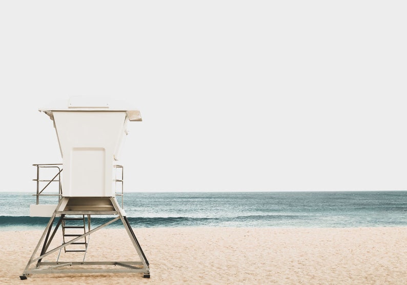 Lifeguard Tower Beach Canvas Print, Coastal Photography, Oversized Wall Art image 4