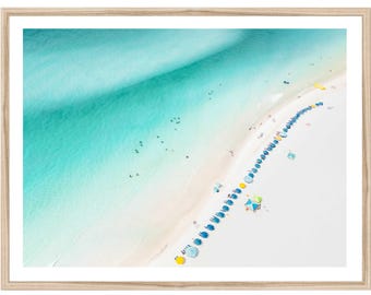 Aerial Beach Print, Extra Large Wall Art, Coastal Wall Art, Beach Photography Prints, Colorful Beach Art, Beach Artwork, FRAMED Art Print