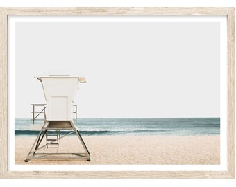 Beach Wall Art, Beach Photography Prints, Extra Large Wall Art Prints, Coastal Prints, Lifeguard Tower Print, Neutral Wall Art, Beach Print